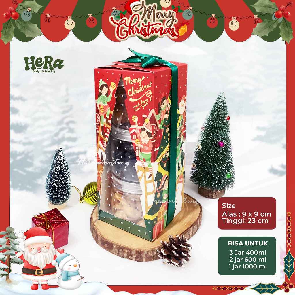 

Box Christmas Snow hampers natal christmas toples jar kue kering Cookies
