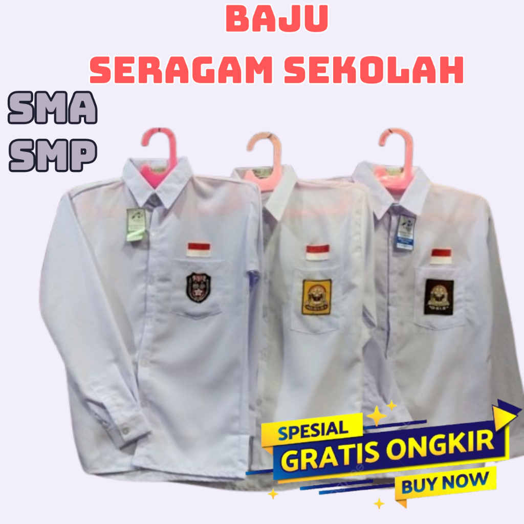 Baju Seragam Sekolah Pria Wanita SMP SMA Tangan Pendek Pria Wanita Lengan Panjang / Atasan Seragam S