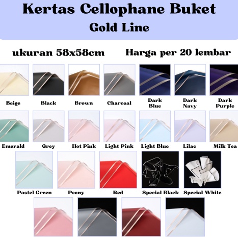 

Produk Ngetrends 2 LEMBAR Kertas Cellophane Buket Gold Line Flower Wrapping Paper Celophane Chellophane Murah untuk Bucket Snack Uang