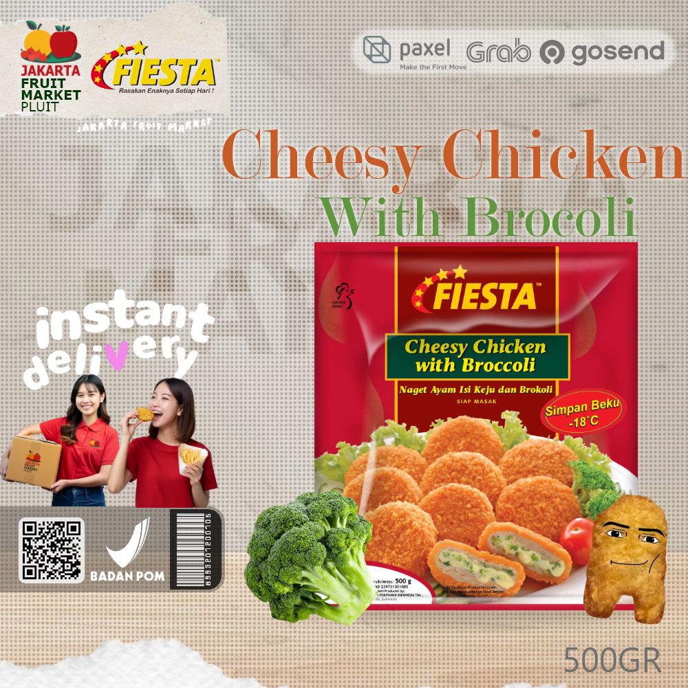

FIESTA CHEESY CHICKEN WITH BROCOLI NUGGET AYAM KEJU BROKOLI 500GR