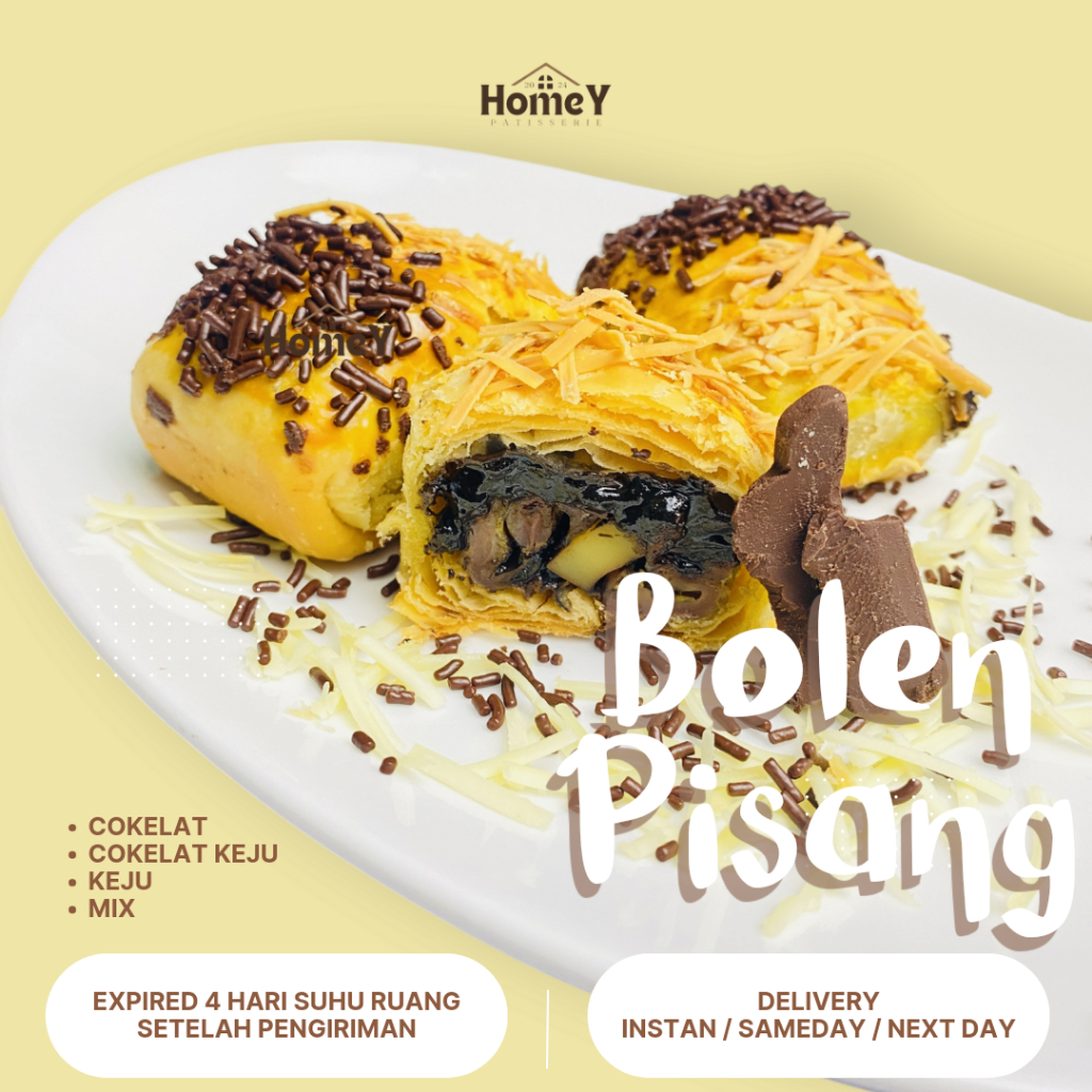 

Homey Patisserie - Bolen Pisang Coklat Keju Isi 10 Pcs