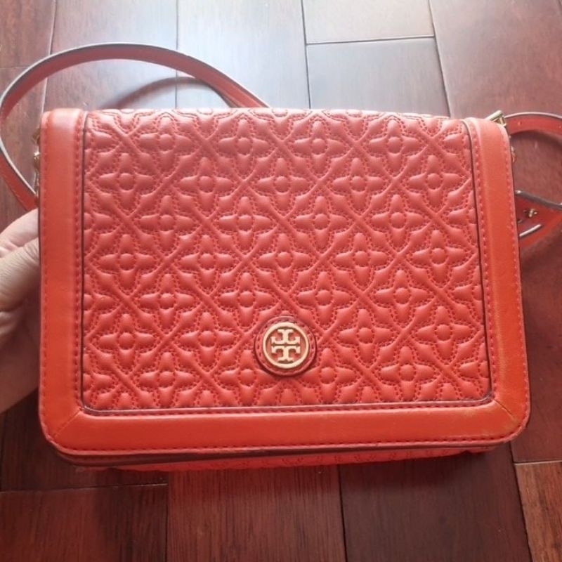 Tory Burch Bryant Mini Leather Poppy Orange Crossbody