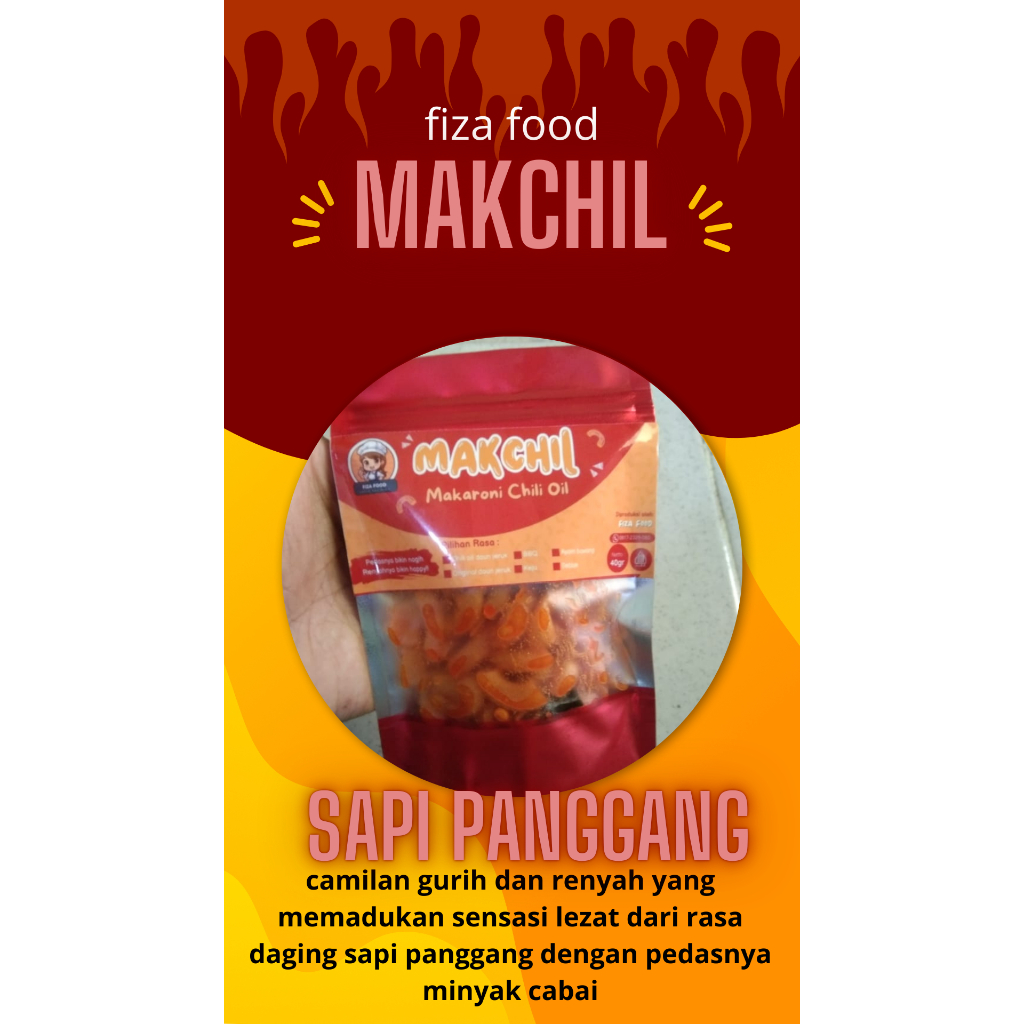 

Makaroni Chili Oil 40 gram Rasa Sapi Panggang