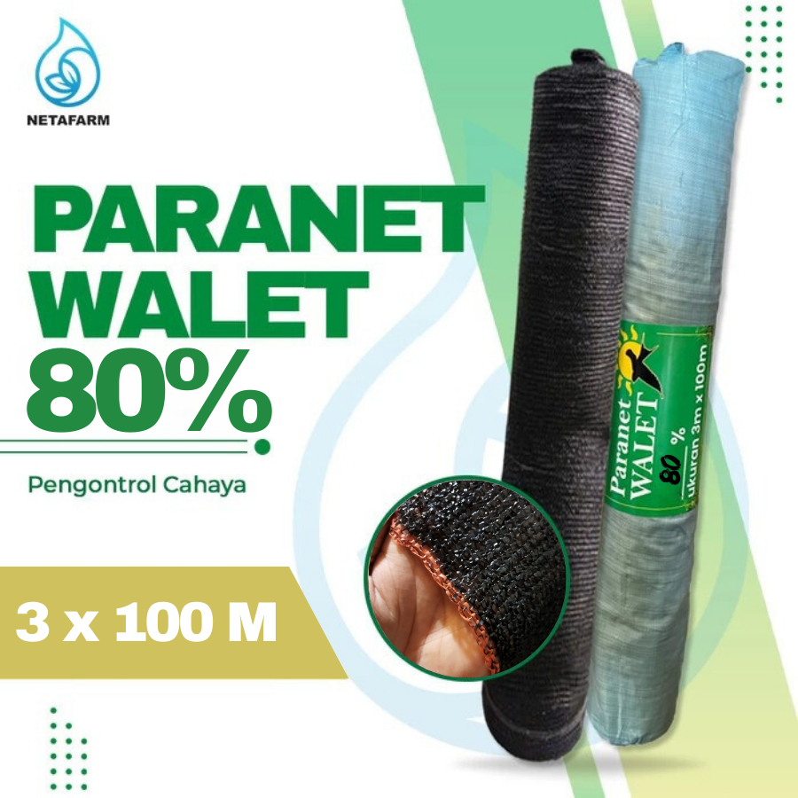 Jaring PARANET 80% lebar 3m Panjang 100m - Per Roll ( WALET )