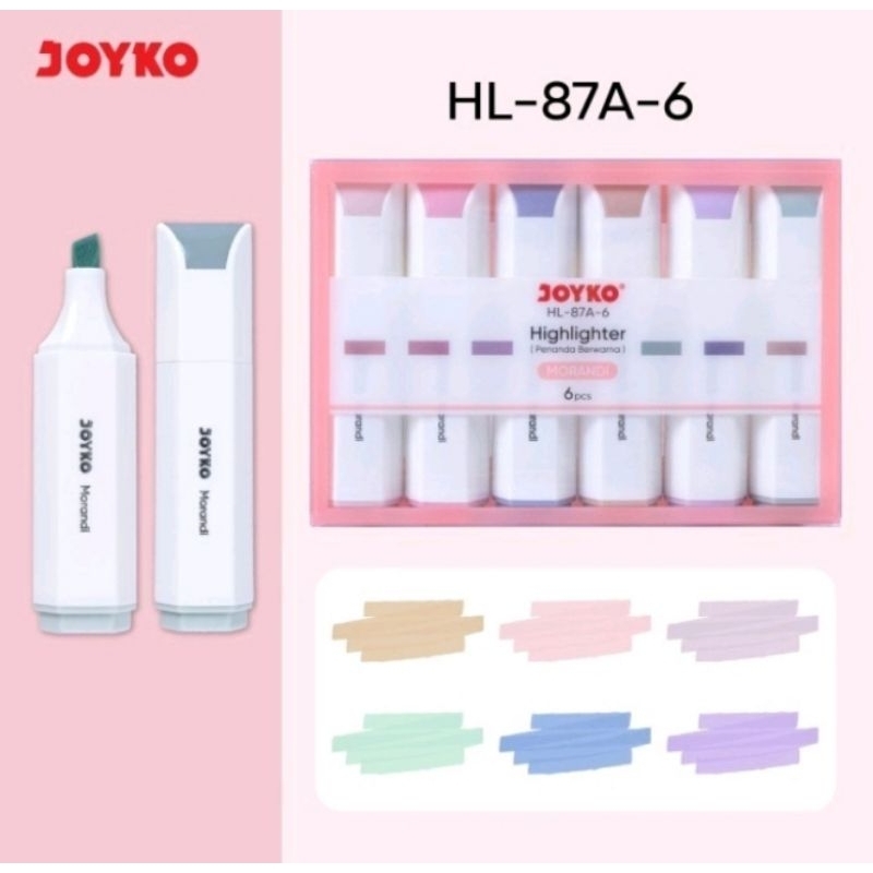 

Penanda Berwarna Highlighter Joyko HL-87A & 87B 6 Warna Morandi Harga 1 Set ( 6 PCS )