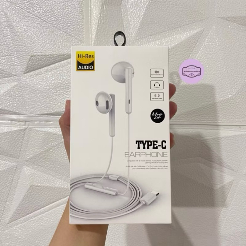 EARPHONE HANDSFREE TYPE C WITH MICROPHONE FULL BASS