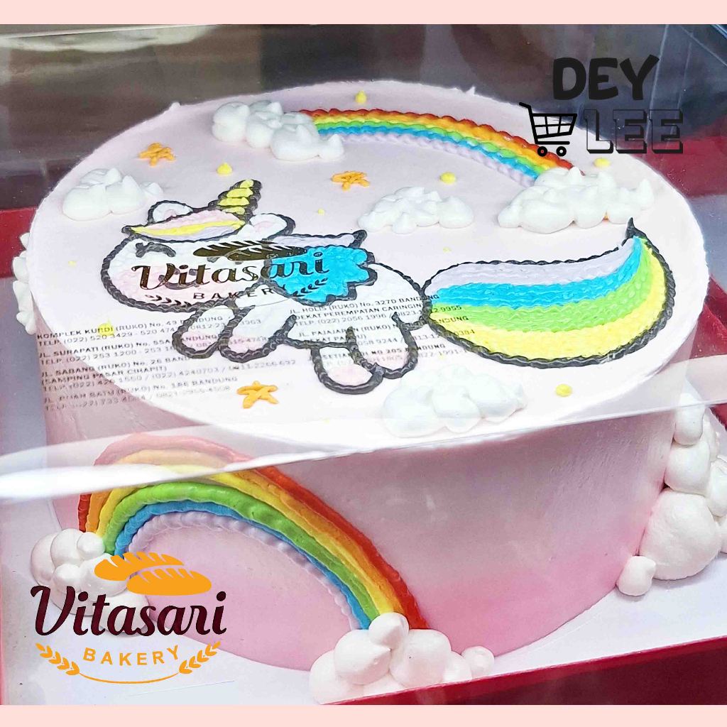 

VITASARI Birthday Cake Karakter UNICORN Bulat 20cm Kue Ulang Tahun Bandung