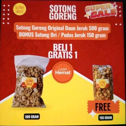 

SajiwaSnackSotongGorengOriCrispy500g+ Bonus150g SajiwaCemilanRenyah KeripikBumbuDaunJerukSegar-Food,Kerupuk