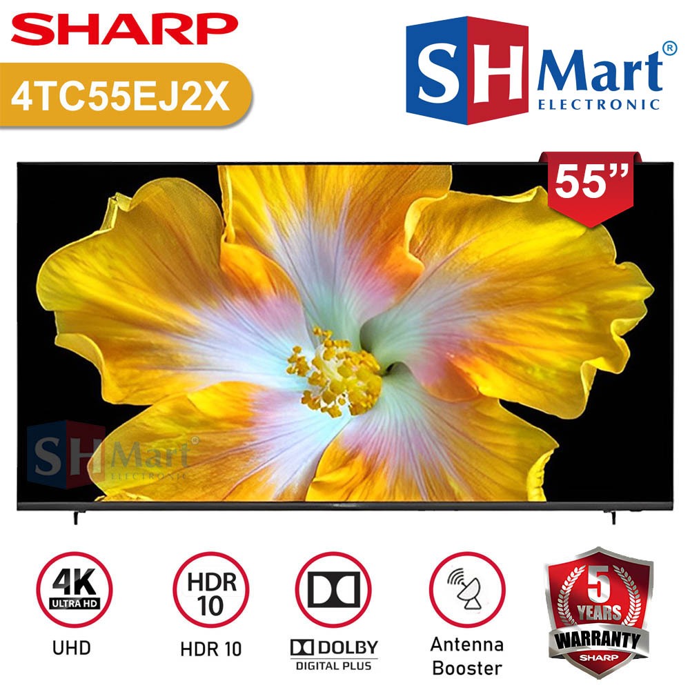 TV SHARP 55 INCH 4T-C55EJ2X 4K UHD HDR EASY SMART TV 55EJ2X (MEDAN)