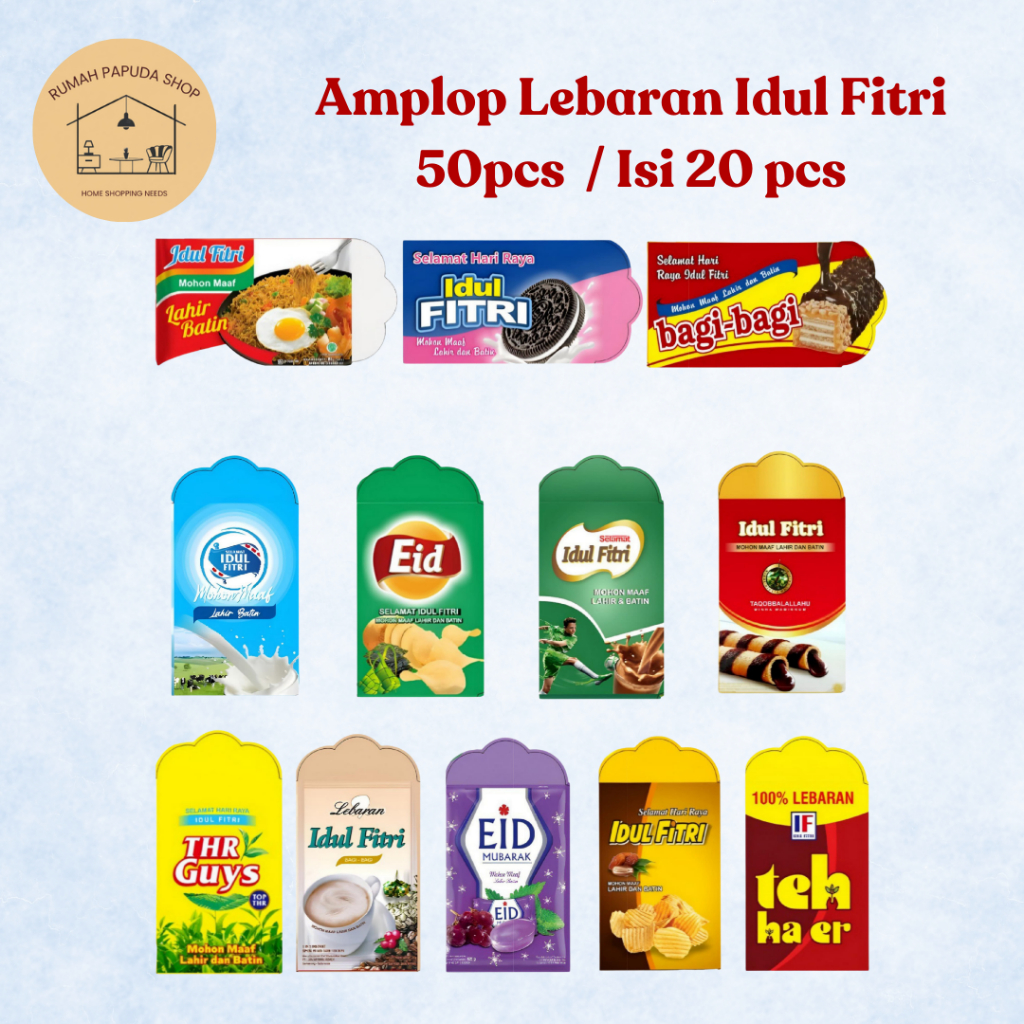 

Amplop Idul Fitri Amplop Lebaran Motif Snack Makanan Lucu (motif random) Isi 50pcs / Isi 20 pcs