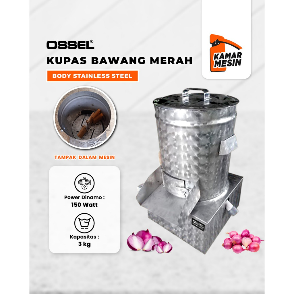 OSSEL Mesin Kupas Bawang Merah Pengupas Bawang Merah Listrik 3 KG Stainless Steel OSSEL