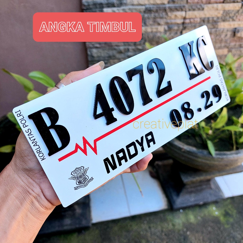 Variasi Plat Nomor Motor 3D Timbul Bahan Akrilik