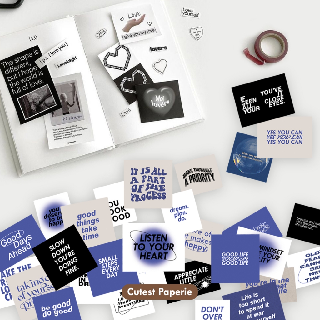 [30 pcs] STICKER PACK MEANINGFUL FEELING AESTHETIC POSITIVE AFFIRMATION STIKER QUOTE