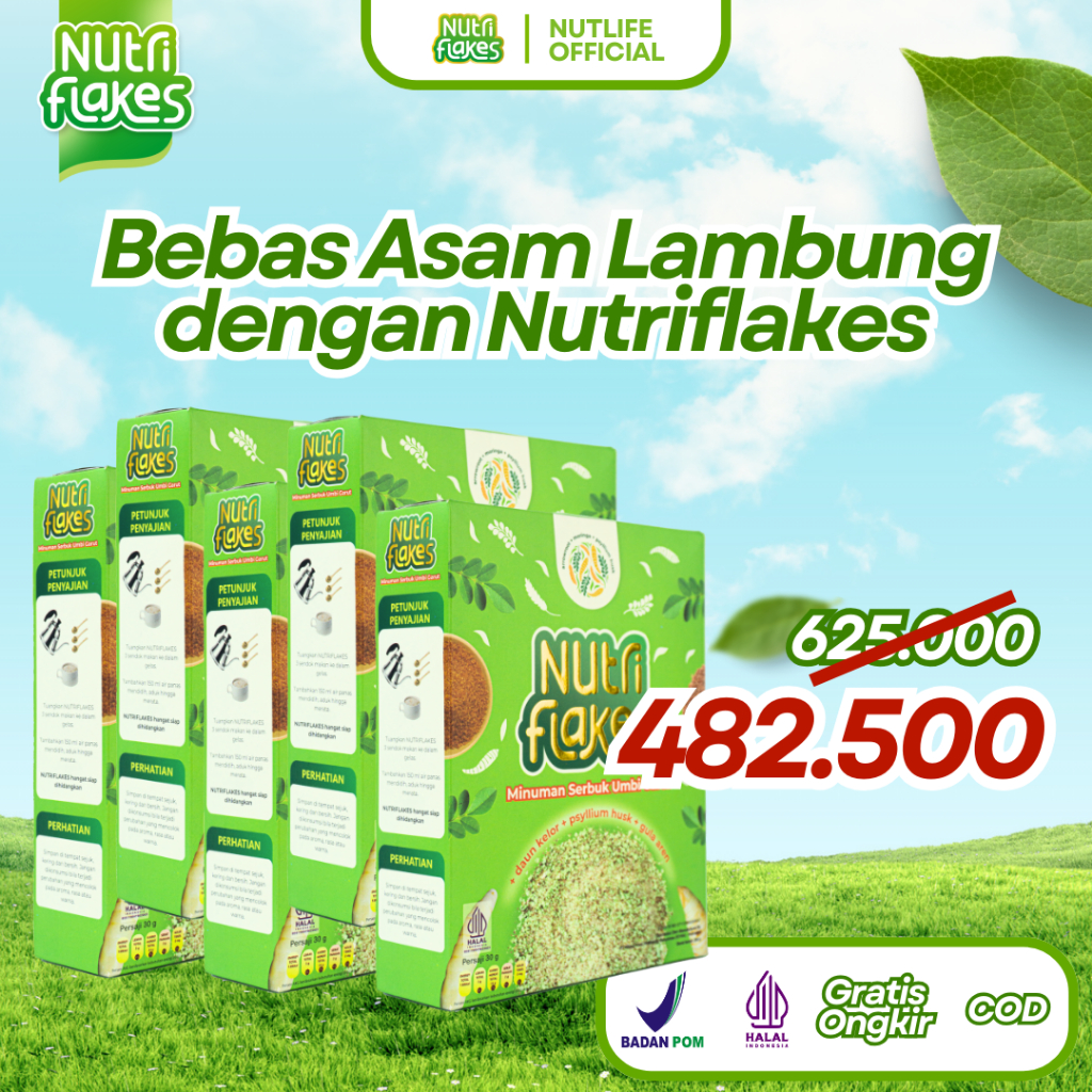 

Paket Grosir 5 Box Lebih Hemat! Nutriflakes Umbi Garut Solusi Bebas Maag & Gerd