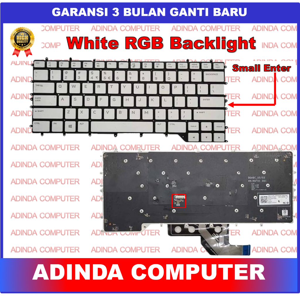Keyboard Dell Alienware M15 R2 R3 R4 White RGB Backlight