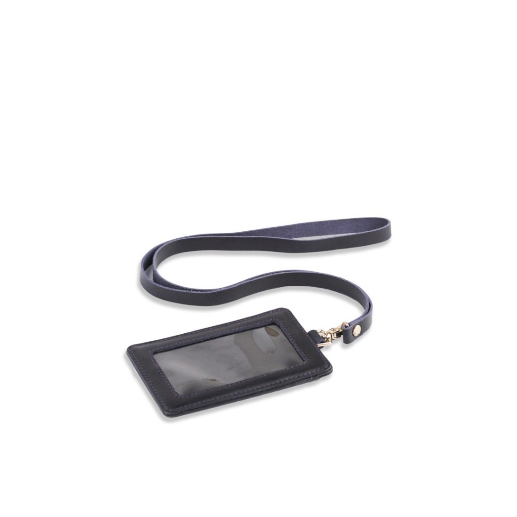 

Nametag Kulit Hustle Hog Navy Starke Leather ID Card Holder Lanyard