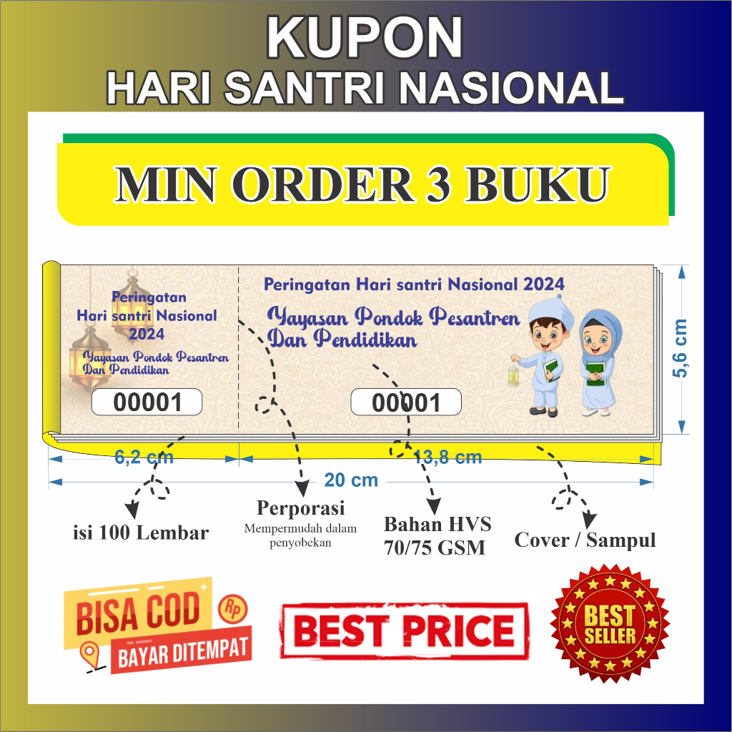

100 lembar kupon hari santri nasional | bisa untuk kupon jalan santai | kupon jalan sehat