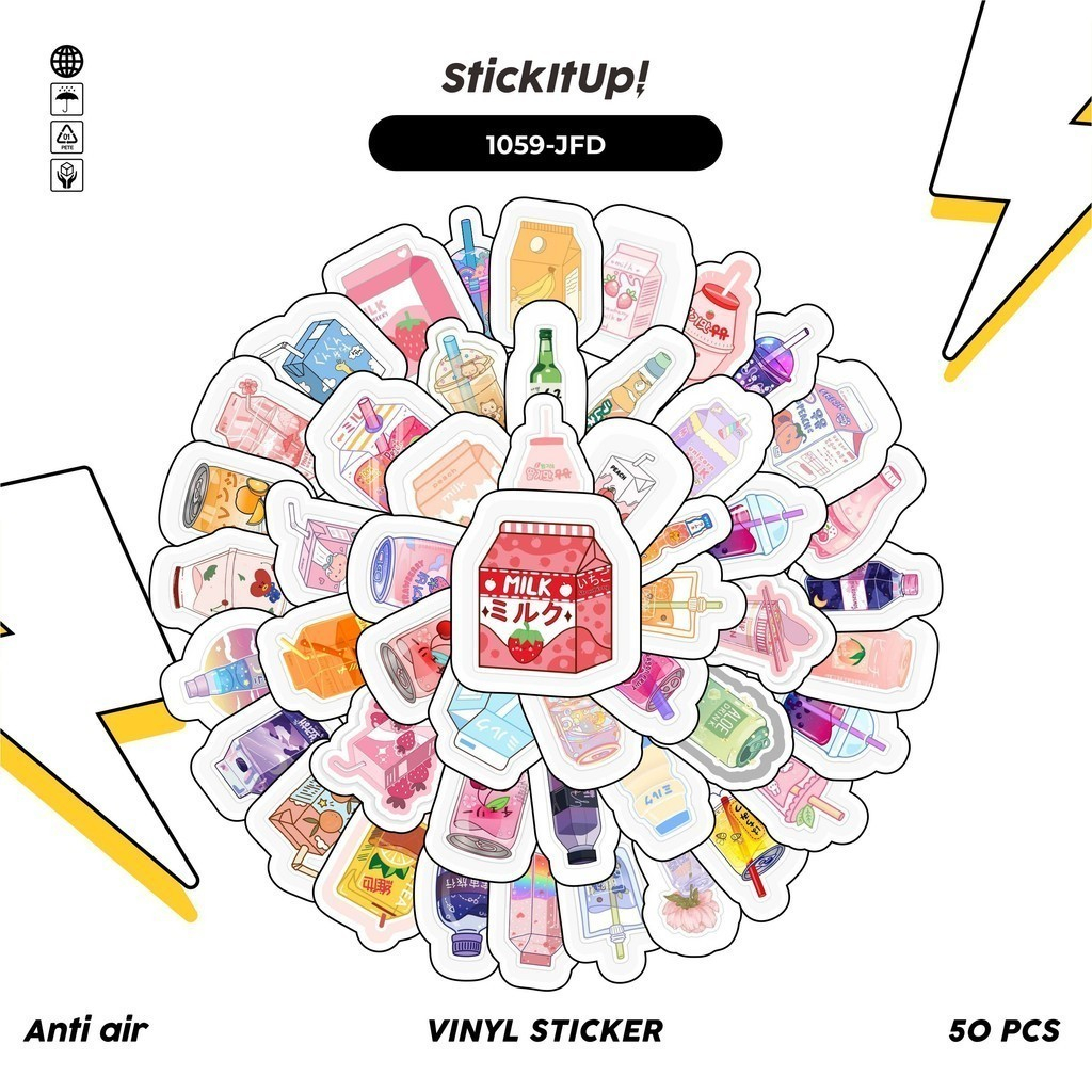 

COD✨ 100 Pcs Stiker Minuman Segar Lucu Anti Air Untuk Dekorasi Notebook Sepeda Skateboard Handphone DIY