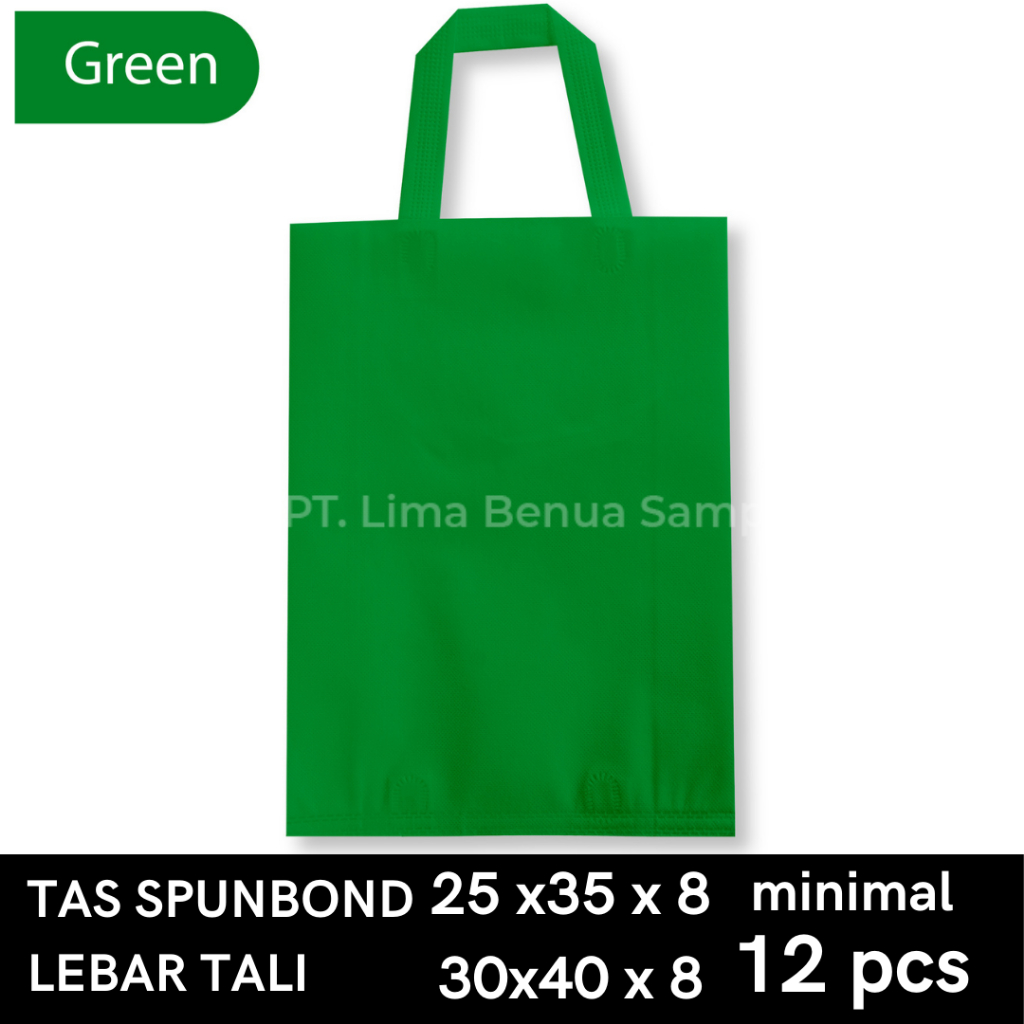 

Tas Spunbond Lebar Tali 25x35x8 - Tas Kain Ramah Lingkungan - Hijau