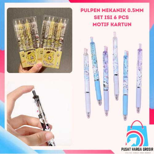 

PHG - Pulpen Mekanik 0.5mm Set Isi 6 Pcs Motif Kartun Series Set Pena Gel 0.5mm Karakter Lucu Pulpen Gel 6IN1 Warna Hitam Bolpoint Tinta Gel Cair 6 Pcs Journaling Pen Alat Tulis