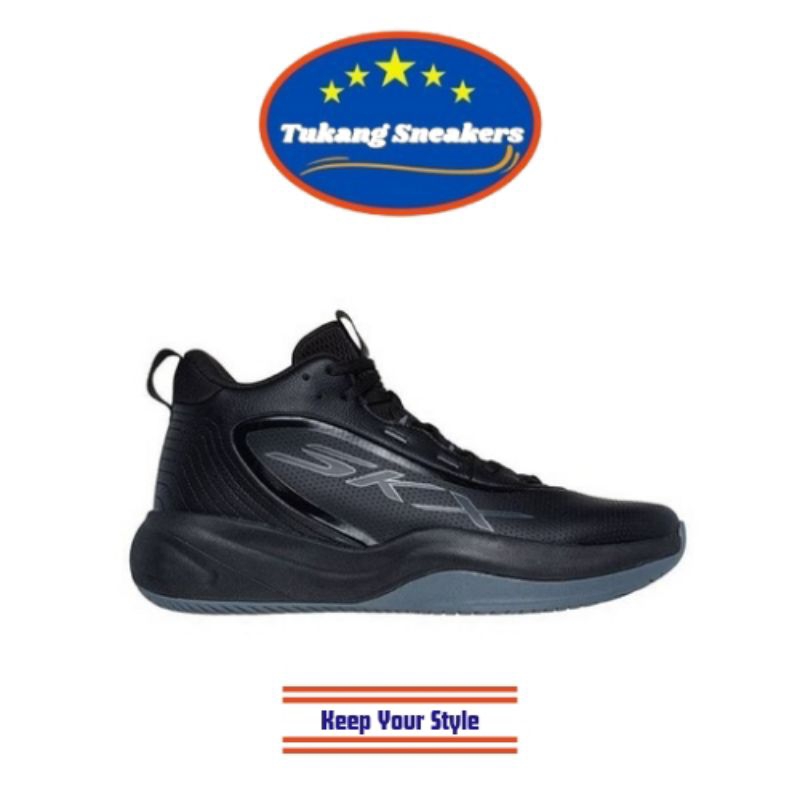 Sepatu Basketball Pria Skechers SKX League - Black SKE253010BBK