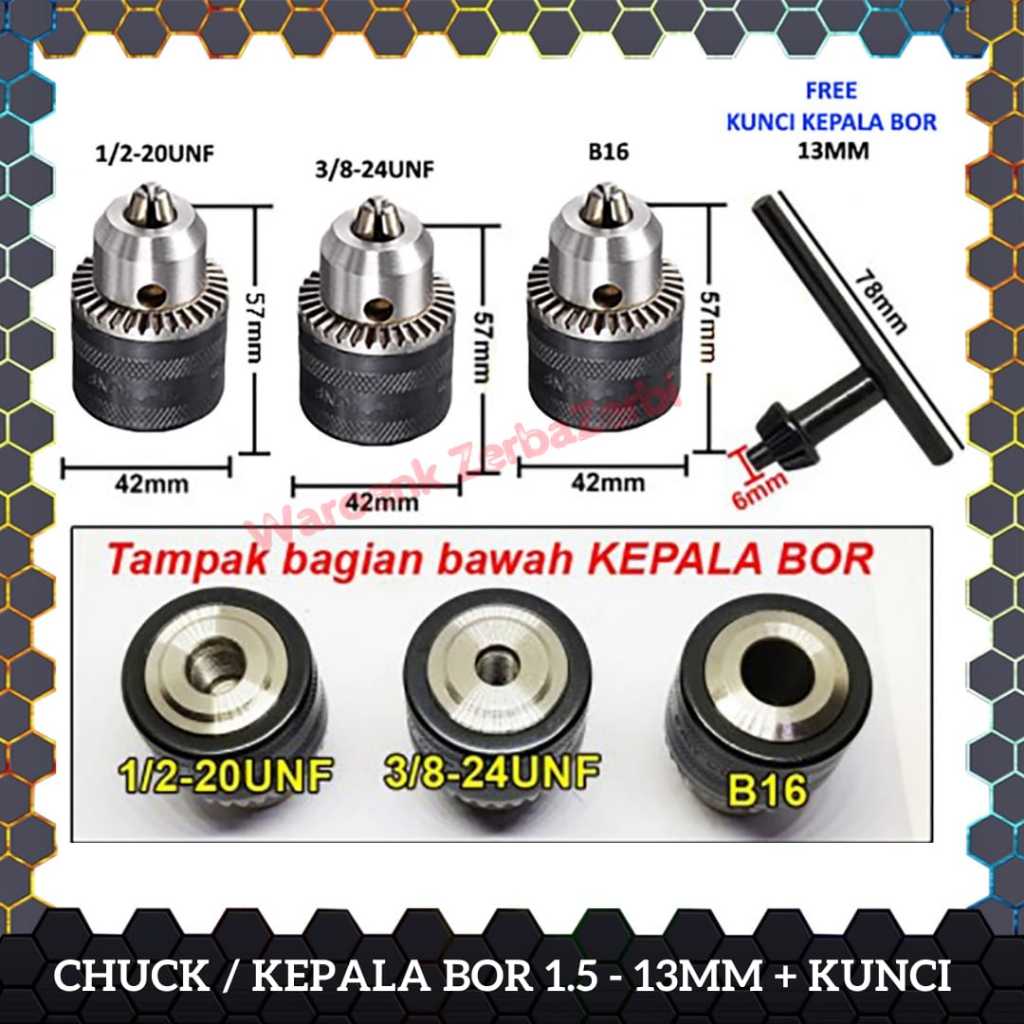 CHUCK CUK CHUK KEPALA MESIN PENJEPIT JEPIT MATA BOR DRILL CHUCK CONES 1.5-13MM 13MM 13 MM DRAT UKURA