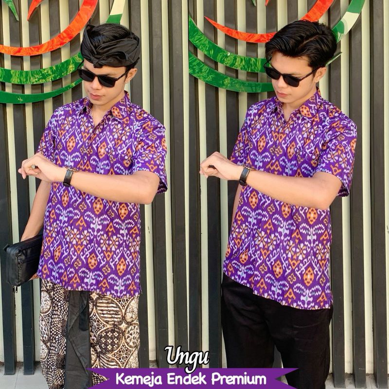 (1) Hem Kemeja Endek Pria Lengan Pendek