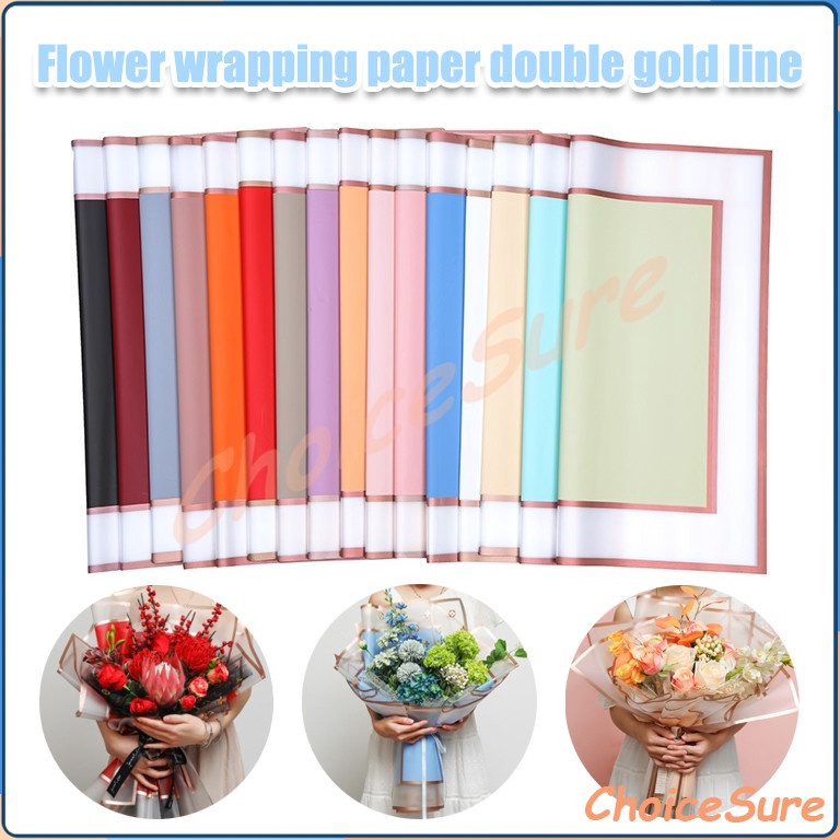 

Langsung Miliki Flower Wrapping Kertas Bunga Kertas Cellophane Buket Bunga Double Gold Frame Flower wrapping paper double gold line Cellophane Kertas Buket Bunga Florist