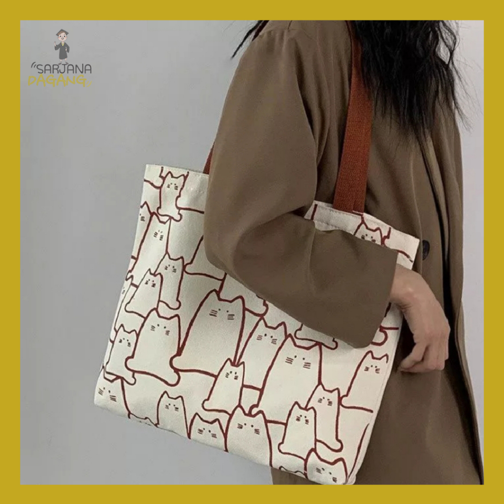 TAS TOTE BAG KANVAS WANITA FULL PRINT TOTE BAG KOREA TOTE BAG KANVAS TOTE BAG KOREA