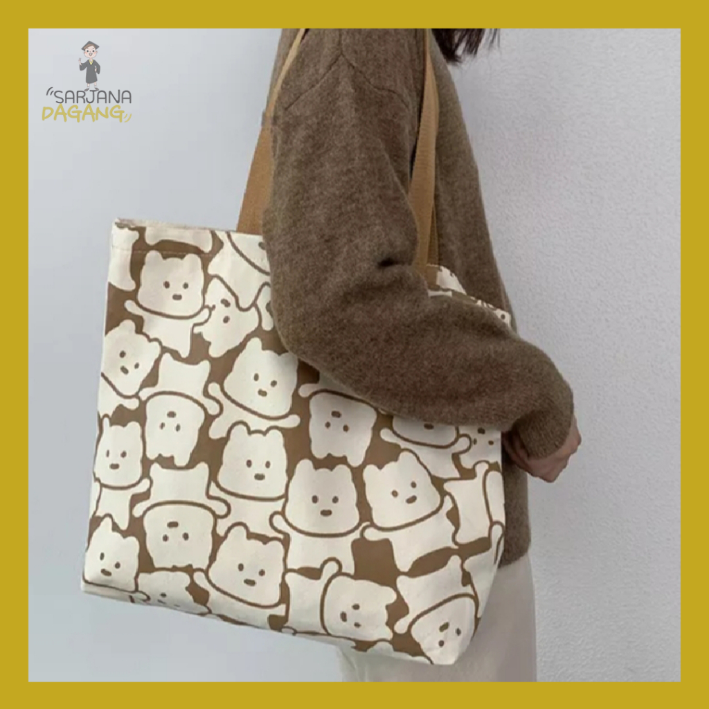 TAS TOTE BAG KANVAS WANITA FULL PRINT TOTE BAG KOREA TOTE BAG KANVAS TOTE BAG KOREA