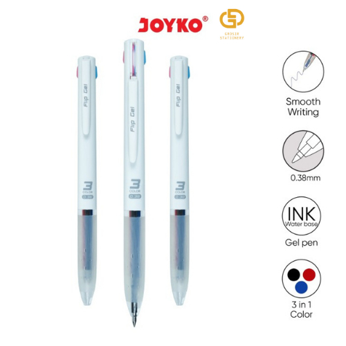 

(1 PCS) Gel Pen Pulpen Pena Joyko GP-339 Flip Gel 3 in 1 Color Warna 0.38 mm
