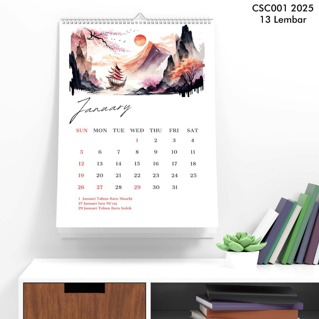

Kalender Dinding 2025 Chinese Style Desain Aesthetic yang Elegan untuk Rumah atau Kantor Isi 13 Lembar
