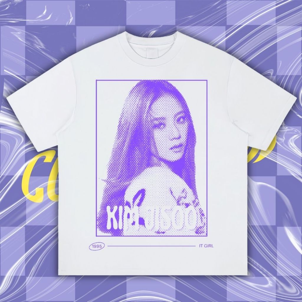 Glissner "Kim Jisoo" Oversized T-Shirt | White | Kaos Oversize | Vintage | Atasan | Kaos Blackpink |