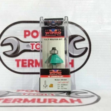 

WIPRO Mata Profil/Router CHAMFER BIT 45 ° 306-061 (1/4"" X B 1/2"") Degree with Bearing Shank 1/4" - 1/2