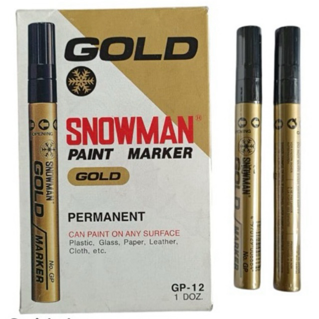 

1Pcs Spidol Paint Marker Emas / Silver Permanen asli Snowman GP-12 SP-12