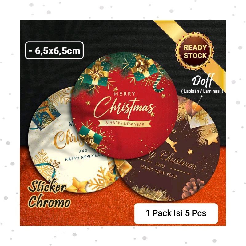 Stiker Natal / Sticker Toples Kue Christmas / Stiker Hampers Natal