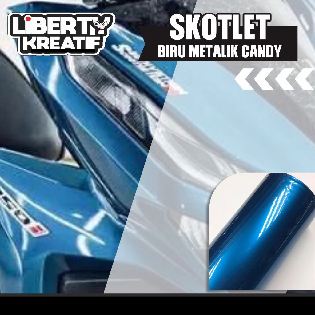 Skotlet Sticker Wrapping Motor Biru Metalik Candy Biru Mengkilap Skotlite Motor Biru Metalik Candy S