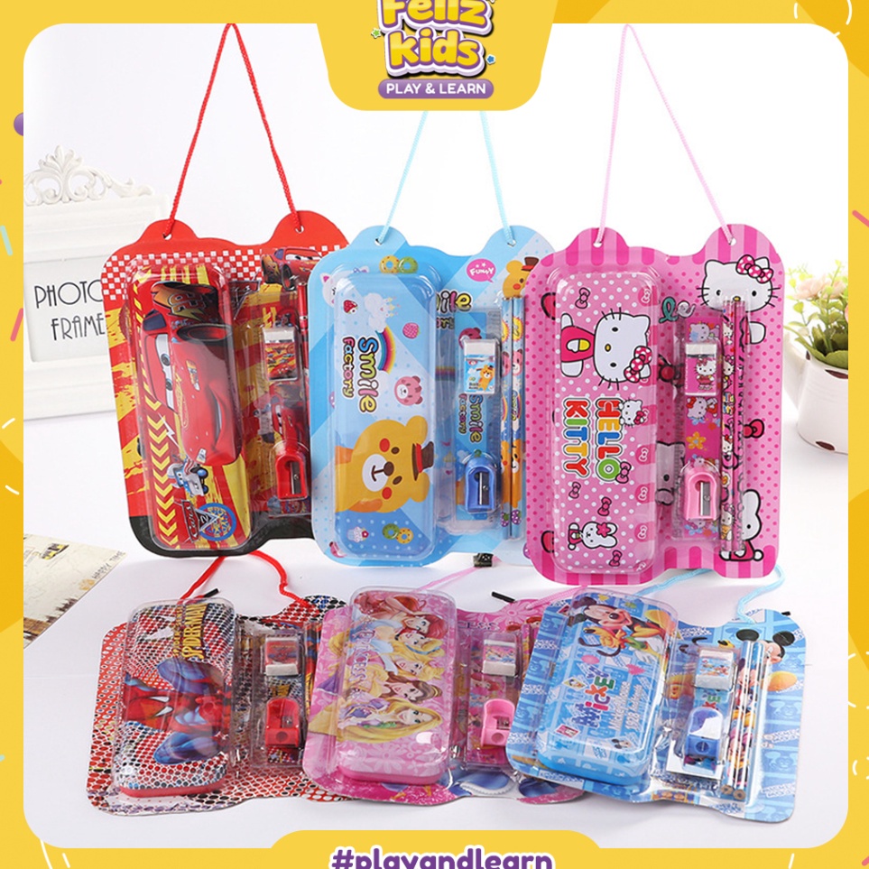 

Murah Populer FELIZKIDS FK12 set stationery paket alat tulis korea lucu kotak pensil besi pensil penggaris souvenir hampers anak