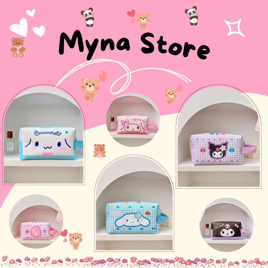 

Mynastore Pouch Kosmetik Sanrio Tas Tangan Penyimpanan Kuromi Cinnamoroll Melody - PC021