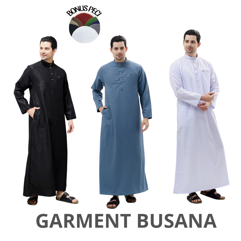 AL-MARWAZ jubah pria dewasa model lengan panjang besway motif batik terbaru baju muslim gamis remaja