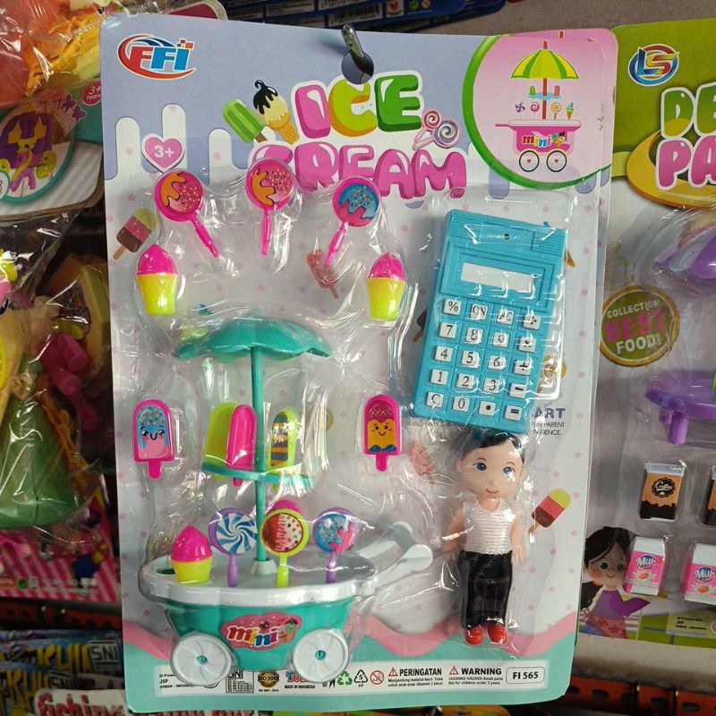 Mainan Gerobak es krim mini plus boneka dan kalkulator FI565