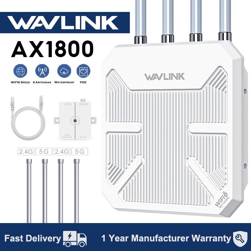 WAVLINK AX1800 Wireless Router Outdoor Access Point Repeater Wifi 6 Signal Booster For Starlink