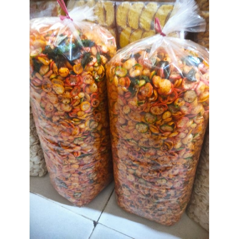 

2Kg Kerupuk Pedes Daun Jeruk Warna Warni