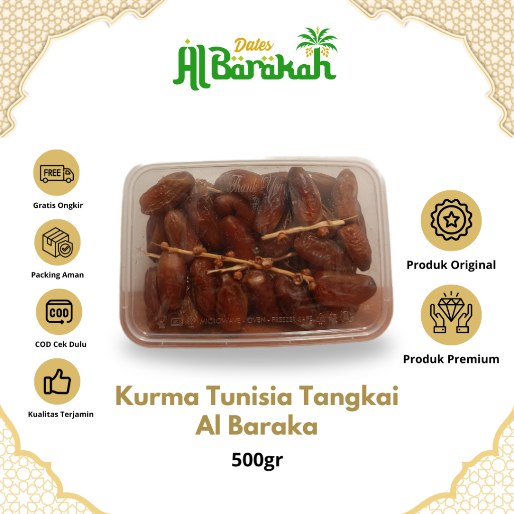 

Kurma Tunisia Tangkai Al Baraka Kemasan 500gr Original Premium Oleh oleh Haji dan Umroh