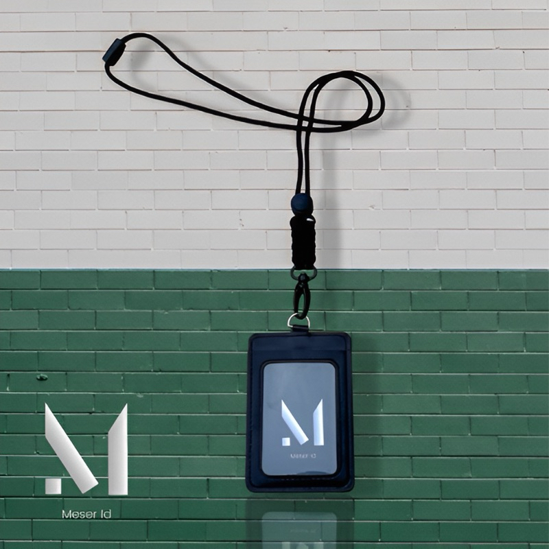 

Lanyard ID Card Tali Paracord Holder Nametag Kulit Sintetis 2 Slot Kartu