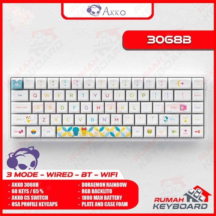 AKKO 3068B -  V2 - 65% - 3 Modes - Doraemon - Mechanical Keyboard