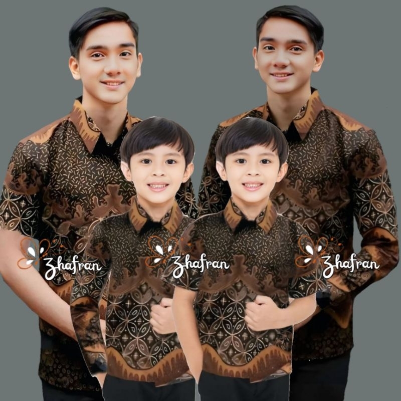 Couple Batik Ayah dan Anak Laki-laki Hem Kemeja Batik Dewasa dan Hem Kemeja Batik Anak