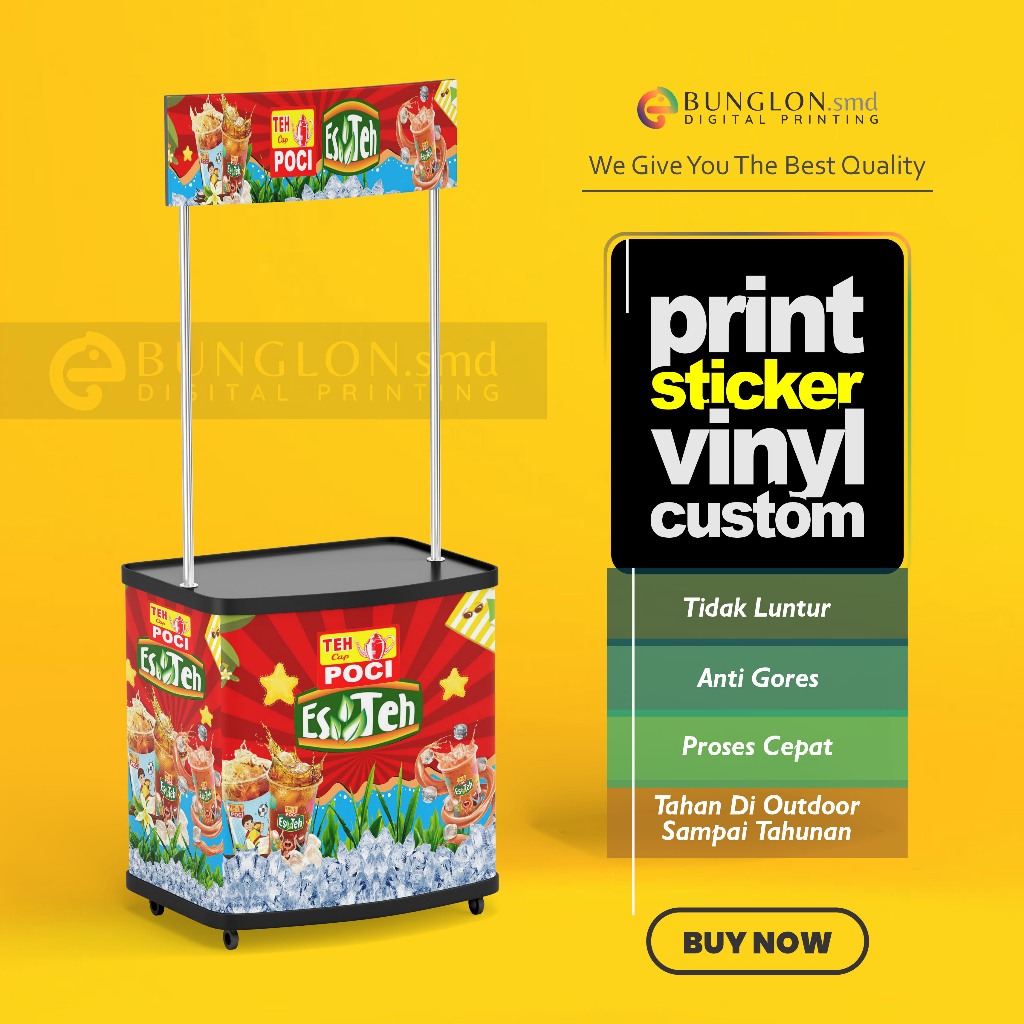 

CETAK STIKER MEJA BOTH ES TEH POCCCI MODEL MERAH MEJA JUALAN EVENT DESK FREE REQUEST DESAIN
