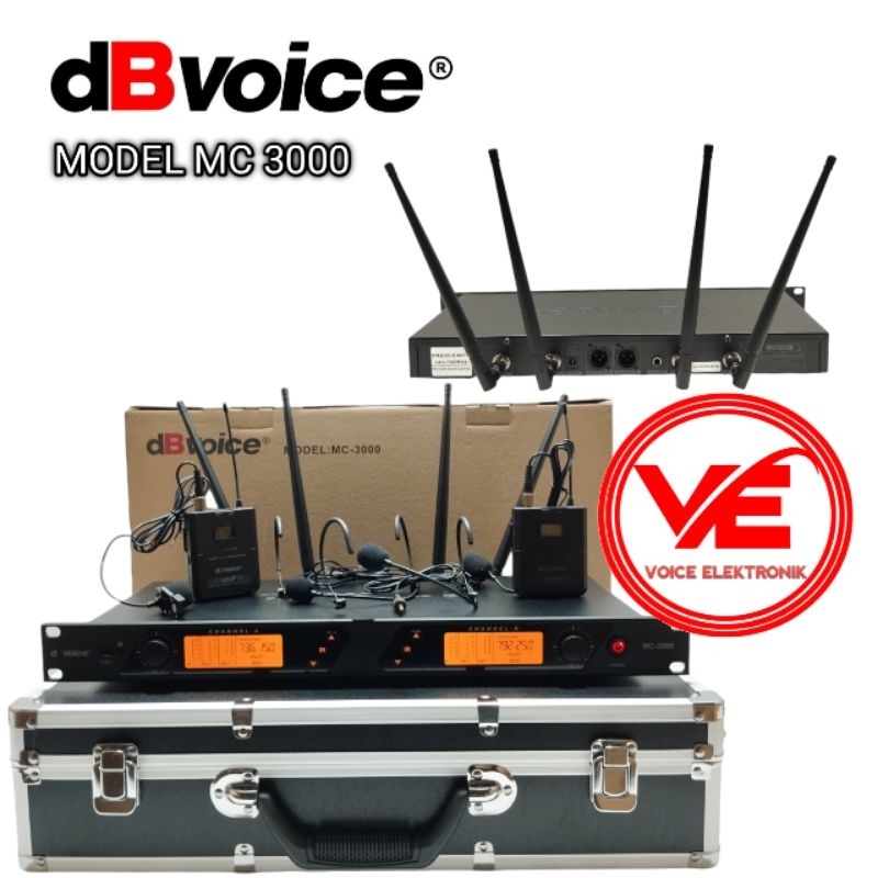 Mic Wireless Dbvoice MC 3000 Original Headset Mic Jepit 2 Channel