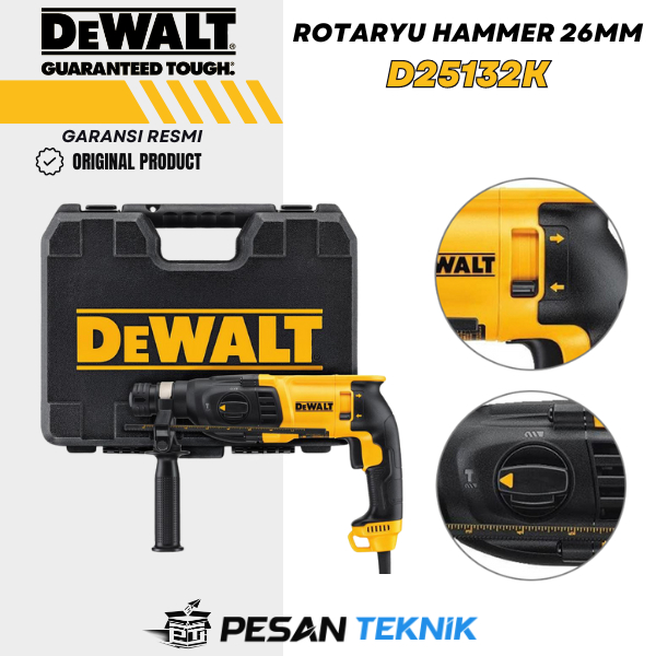 Mesin Bor Beton Rotary Hammer 26mm D25132 Dewalt D25132K